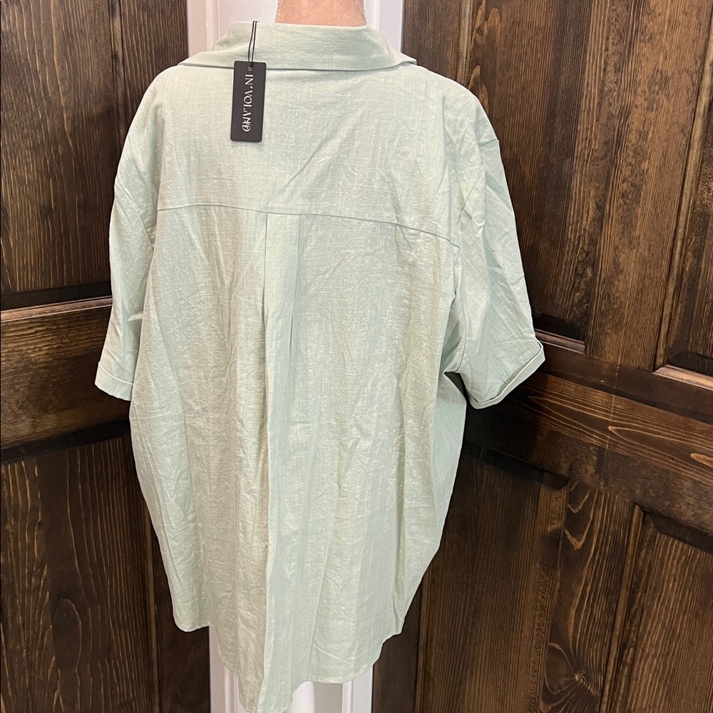 NWT In'Voland Light Green Button Down - Picture 4 of 4